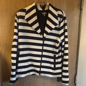 Talbots Black and White Striped Blazer Size L